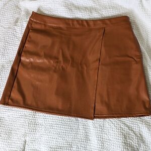 Leather Mini Wrap Skirt